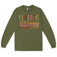 Army Green retro blessed redeemed quotes Long Sleeve Tee - MaliasSmallBusiness
