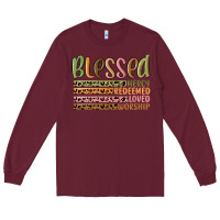 Burgundy retro blessed redeemed quotes Long Sleeve Tee - MaliasSmallBusiness
