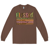 Chestnut retro blessed redeemed quotes Long Sleeve Tee - MaliasSmallBusiness