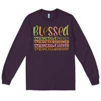 Plum retro blessed redeemed quotes Long Sleeve Tee - MaliasSmallBusiness