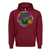 Burgundy halloween round earrings Zipper Hoodie - BundleAndBundleShop