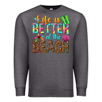 Charcoal Heather Life is better at the beach Premium Sweatshirt - NancyCooperArtShop