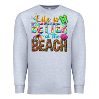 Heather Grey Life is better at the beach Premium Sweatshirt - NancyCooperArtShop
