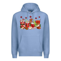 Colony Blue Christmas coffee cups Premium Hoodie - texasbilliewilder