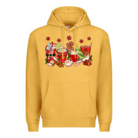 Mustard Christmas coffee cups Premium Hoodie - texasbilliewilder