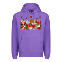 Purple Christmas coffee cups Premium Hoodie - texasbilliewilder