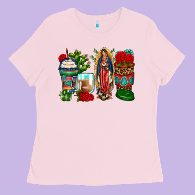 Lady Of Guadalupe Coffee Cups Ladies Tee Designed By Zillion Design Studio