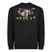 Black baby sheeps with daisies Heavyweight Sweatshirt - LillyAllenDesigns