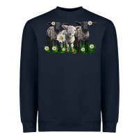 Navy baby sheeps with daisies Heavyweight Sweatshirt - LillyAllenDesigns