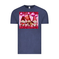 Vintage Denim valentines gnomies with leopard Vintage Tee - NancyCooperArtShop