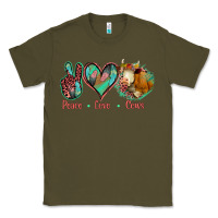 Army Green Peace Love Cows Classic Tee - Jasminsmagicworld