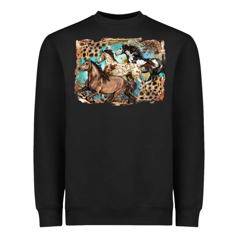 3 Western Horses Running Free Heavyweight Sweatshirt by LillyAllenDesigns | Teevron
