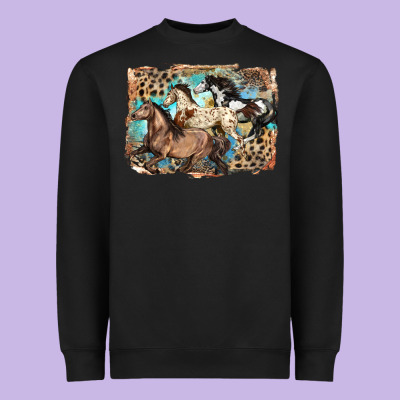3 Western Horses Running Free Heavyweight Sweatshirt Designed By Lillyallendesigns
