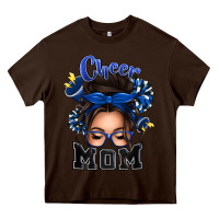 Chocolate Brown cheer mom messy bun Heavy Core Tee - texasbilliewilder