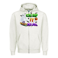 Oatmeal Heather creep it real Zipper Hoodie - BundleAndBundleShop