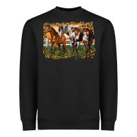 Black 2 horses at the ranch Heavyweight Sweatshirt - LillyAllenDesigns