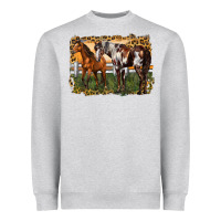 Heather Grey 2 horses at the ranch Heavyweight Sweatshirt - LillyAllenDesigns