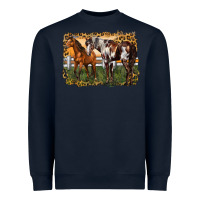 Navy 2 horses at the ranch Heavyweight Sweatshirt - LillyAllenDesigns