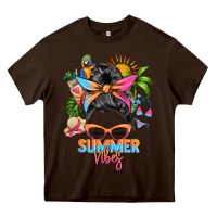 Chocolate Brown summer vibes messy bun Heavy Core Tee - Zillion Design Studio