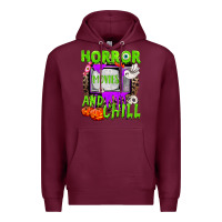 Burgundy Horror movies and chill Premium Hoodie - NancyCooperArtShop