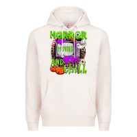 Pale Pink Horror movies and chill Premium Hoodie - NancyCooperArtShop