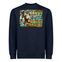 Navy live love ride horse Heavyweight Sweatshirt - LillyAllenDesigns