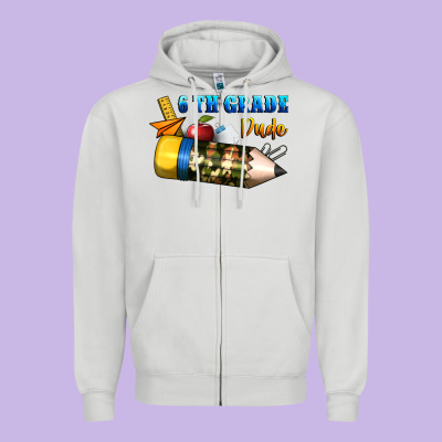 6 Th Grade Dude Zipper Hoodie Designed By Bundleandbundleshop