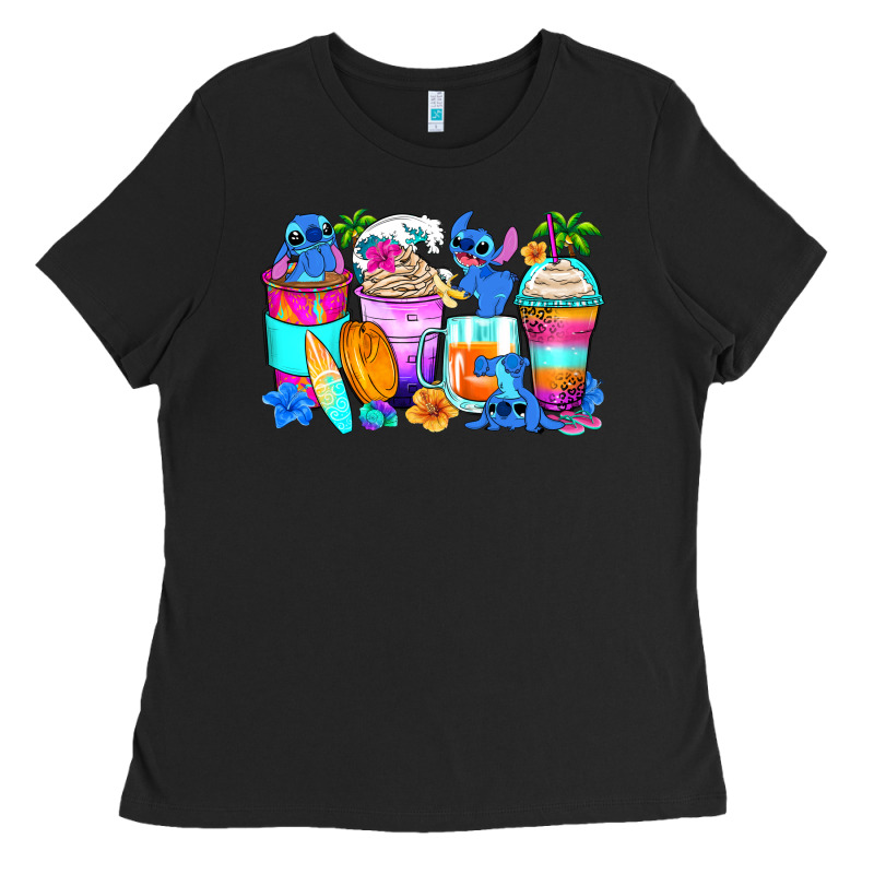 Stitch Summer Coffee Cups Ladies Tee by Zillion Design Studio | Teevron