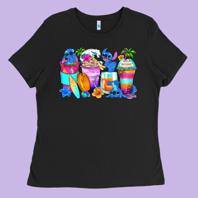 Stitch Summer Coffee Cups Ladies Tee Designed By Zillion Design Studio