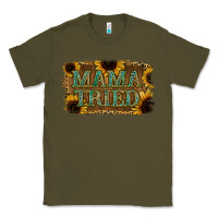 Army Green Sunflower Leopard Mama Tried Classic Tee - Jasminsmagicworld