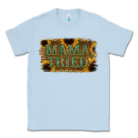 Dusty Blue Sunflower Leopard Mama Tried Classic Tee - Jasminsmagicworld