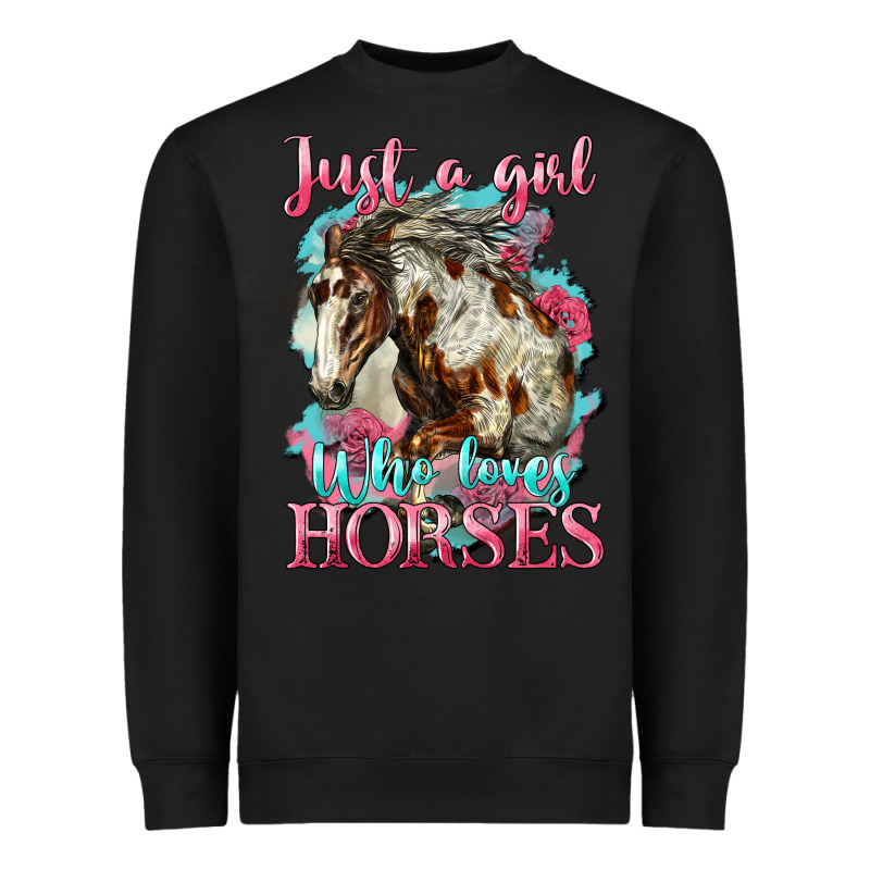 Just A Girl Who Loves Horses Mustang Heavyweight Sweatshirt by LillyAllenDesigns | Teevron