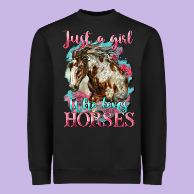 Just A Girl Who Loves Horses Mustang Heavyweight Sweatshirt Designed By Lillyallendesigns