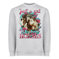 Heather Grey just a girl who loves horses mustang Heavyweight Sweatshirt - LillyAllenDesigns