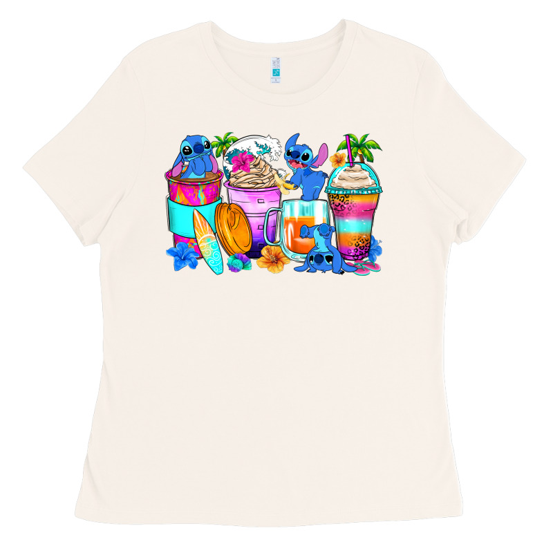 Stitch Summer Coffee Cups Ladies Tee by Zillion Design Studio | Teevron