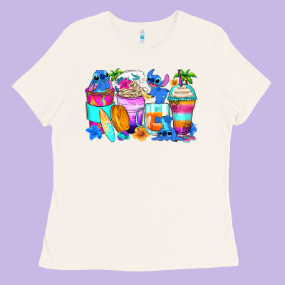 Stitch Summer Coffee Cups Ladies Tee Designed By Zillion Design Studio