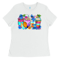 White stitch summer coffee cups Ladies Tee - Zillion Design Studio