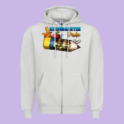 Kindergarten Dude Zipper Hoodie Designed By Bundleandbundleshop