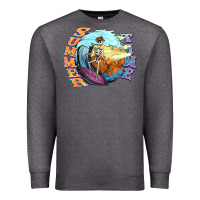 Charcoal Heather summer time skeleton surfing Premium Sweatshirt - NancyCooperArtShop