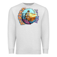 Oatmeal Heather summer time skeleton surfing Premium Sweatshirt - NancyCooperArtShop