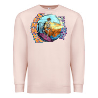 Pale Pink summer time skeleton surfing Premium Sweatshirt - NancyCooperArtShop