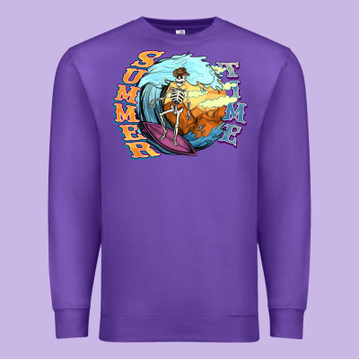 Summer Time Skeleton Surfing Premium Sweatshirt Designed By Nancycooperartshop