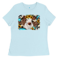 Baby Blue cowhide leopard calf Ladies Tee - RanaPortraitStore