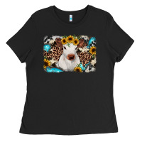 Black cowhide leopard calf Ladies Tee - RanaPortraitStore