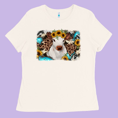 Cowhide Leopard Calf Ladies Tee Designed By Ranaportraitstore