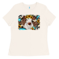 Bone cowhide leopard calf Ladies Tee - RanaPortraitStore