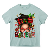 Arona christmas believe afro messy bun Heavy Core Tee - texasbilliewilder