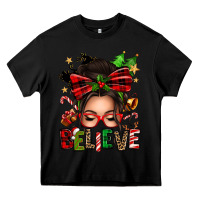Black christmas believe afro messy bun Heavy Core Tee - texasbilliewilder