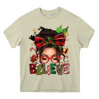 Mossy christmas believe afro messy bun Heavy Core Tee - texasbilliewilder