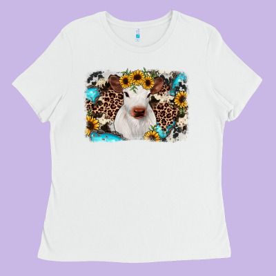 Cowhide Leopard Calf Ladies Tee Designed By Ranaportraitstore
